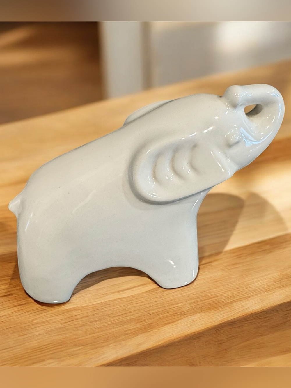 Modernist White Ceramic 6” tall Elephant Figurine
